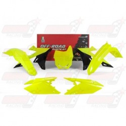Kit plastique 5 pièces R'Tech jaune fluo pour Suzuki RMZ 450 (2018)