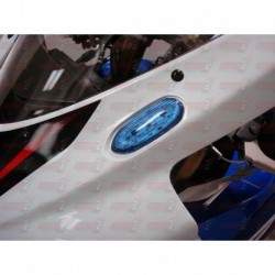 Paire Obturateurs de rétroviseurs/clignotants intégrés HotBodies couleur bleue pour Suzuki GSXR 600/750/1000 (2005-2016)